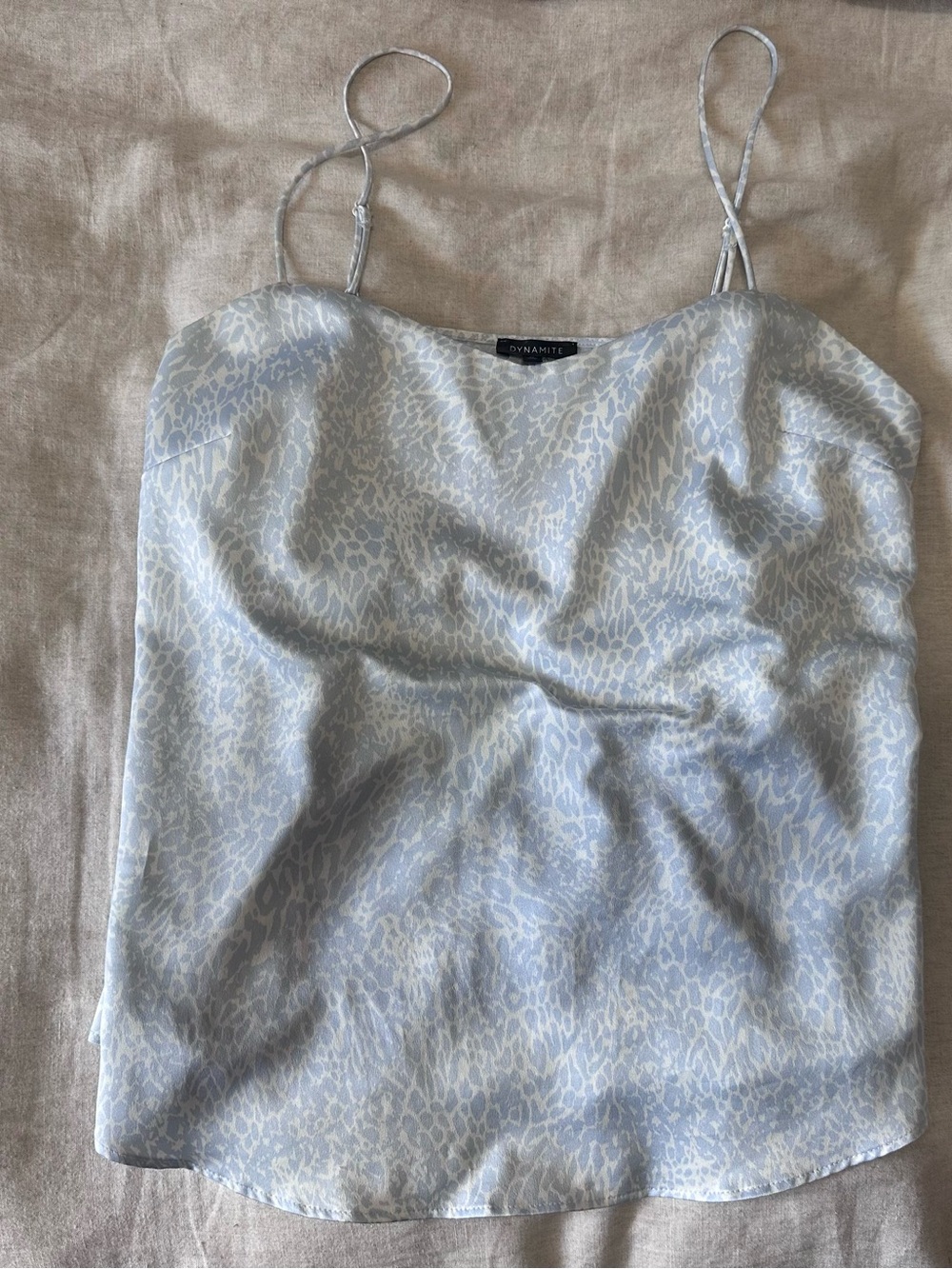 Dynamite Light Blue & Cream Satin Animal-Print Cami